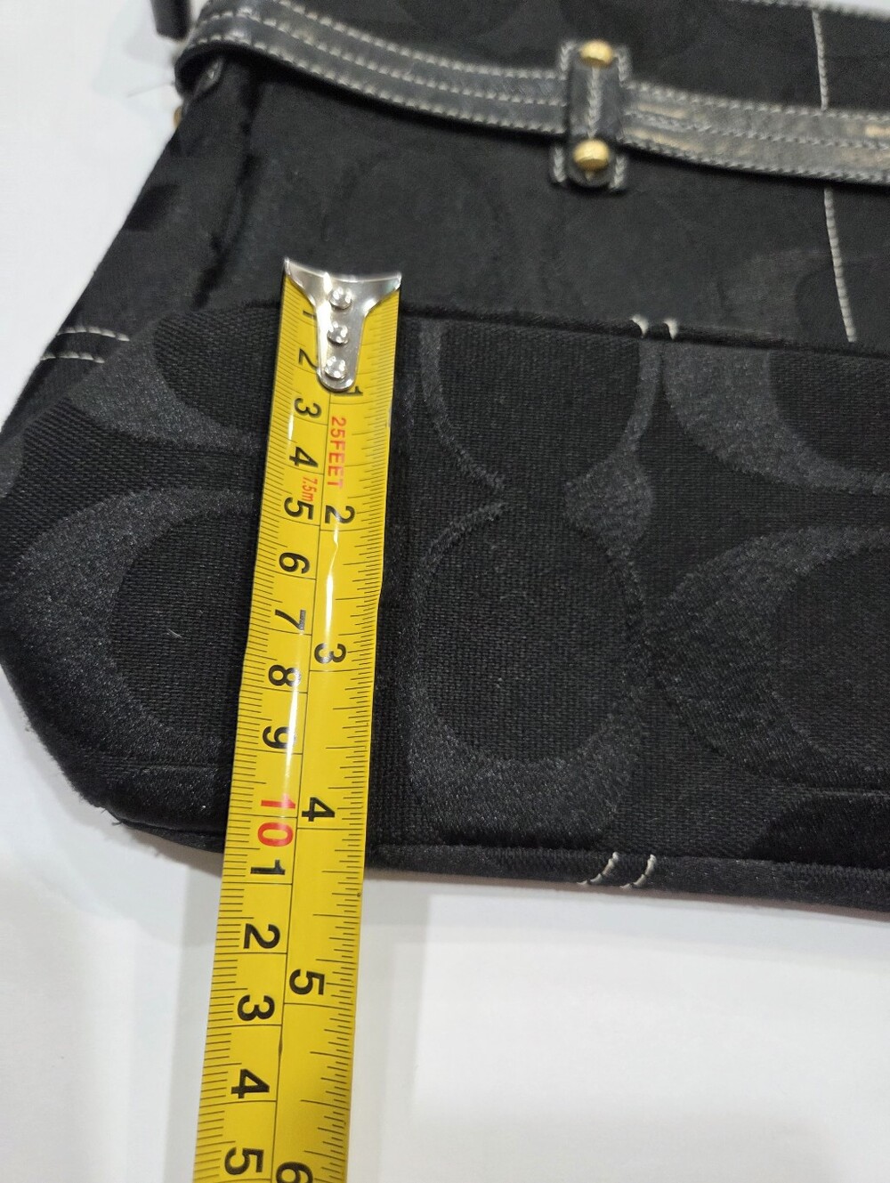 Women's Shoulder Canvas Bag with Gold-Tone Accent - Picture 5 of 7
